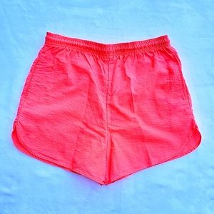 SUNRAYS ♡ Vintage Coral Nylon Hi-Draw Cord Elastic Waist Swim Athletic Shorts S